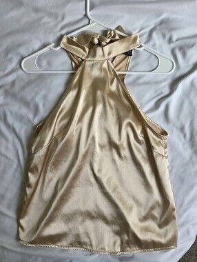 SHEIN Satin Halter Tank Top in Champagne Gold Size S